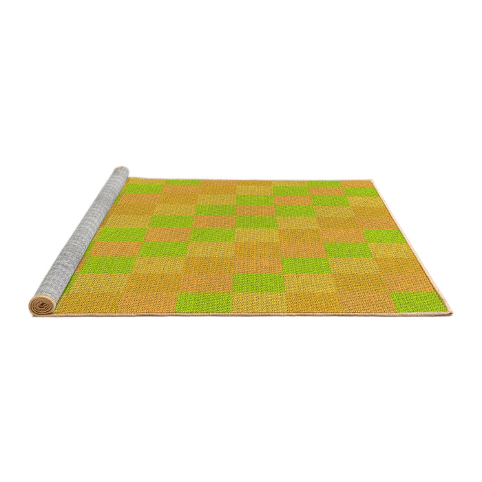 Sideview of Machine Washable Transitional Neon Yellow Green Rug, wshpat685yw