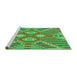 Sideview of Machine Washable Transitional Neon Green Rug, wshpat686grn