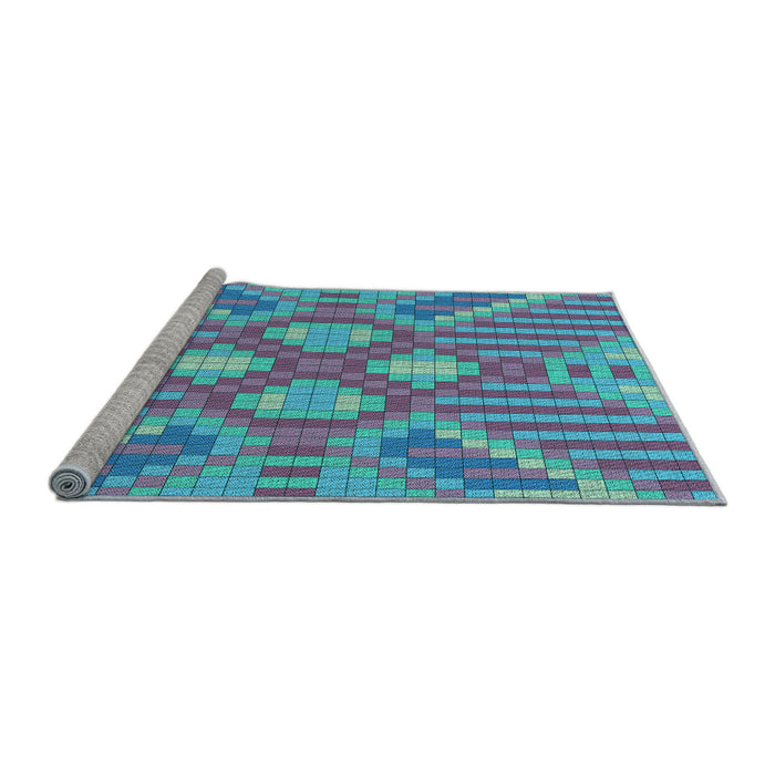 Sideview of Machine Washable Transitional Bright Turquoise Blue Rug, wshpat686lblu