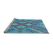 Sideview of Machine Washable Transitional Bright Turquoise Blue Rug, wshpat686lblu