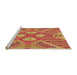 Sideview of Machine Washable Transitional Yellow Rug, wshpat686org