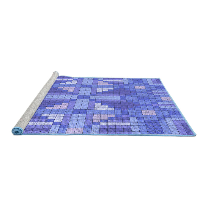 Sideview of Machine Washable Transitional Sky Blue Rug, wshpat687blu