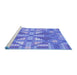 Sideview of Machine Washable Transitional Sky Blue Rug, wshpat687blu