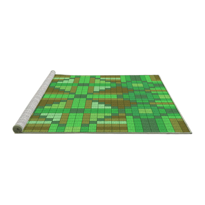 Sideview of Machine Washable Transitional Dark Lime Green Rug, wshpat687grn