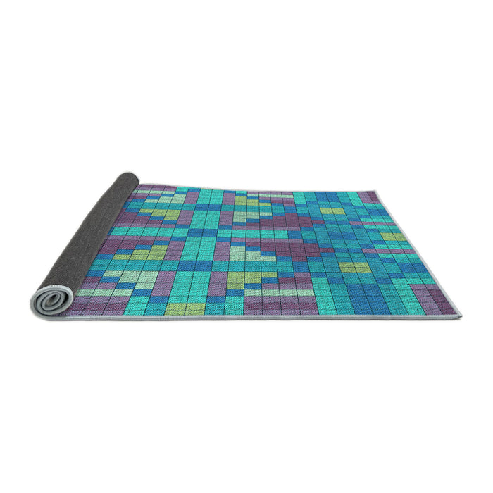 Thickness of Patterned Bright Turquoise Blue Rug, pat687lblu