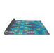 Thickness of Patterned Bright Turquoise Blue Rug, pat687lblu