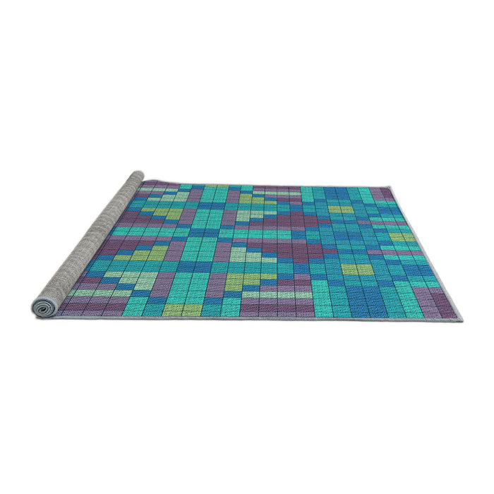 Sideview of Machine Washable Transitional Bright Turquoise Blue Rug, wshpat687lblu