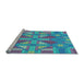 Sideview of Machine Washable Transitional Bright Turquoise Blue Rug, wshpat687lblu