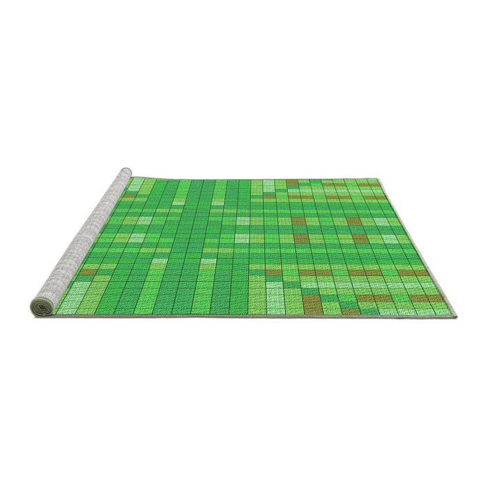 Sideview of Machine Washable Transitional Neon Green Rug, wshpat688grn