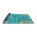 Thickness of Patterned Turquoise Green Rug, pat688lblu