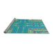 Sideview of Machine Washable Transitional Turquoise Green Rug, wshpat688lblu