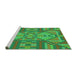 Sideview of Machine Washable Transitional Dark Lime Green Rug, wshpat689grn