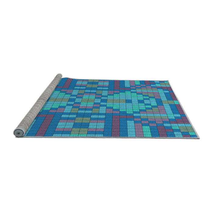 Sideview of Machine Washable Transitional Blue Rug, wshpat689lblu