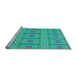 Sideview of Machine Washable Transitional Aqua Cyan Blue Rug, wshpat690lblu