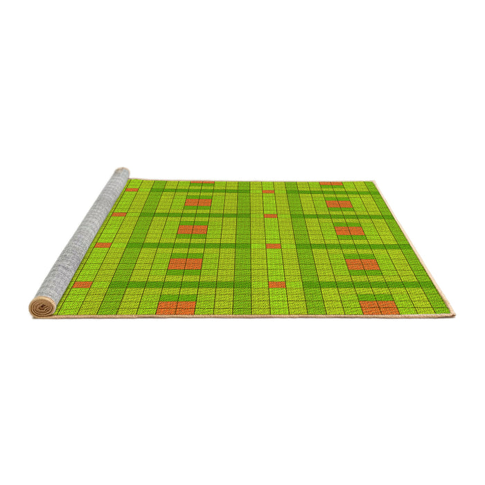 Sideview of Machine Washable Transitional Green Rug, wshpat690yw