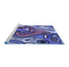 Sideview of Machine Washable Transitional Blue Rug, wshpat694blu