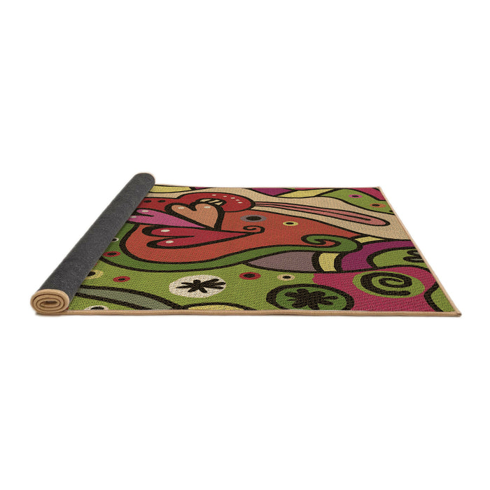 Thickness of Patterned Saffron Red Rug, pat694brn