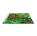 Sideview of Machine Washable Transitional Green Rug, wshpat694grn