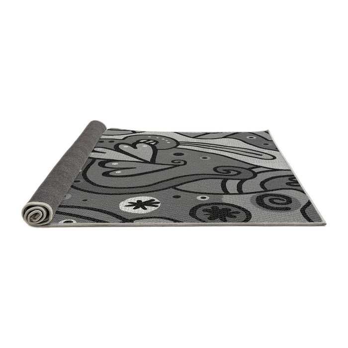 Thickness of Patterned Dark Gray Black Rug, pat694gry
