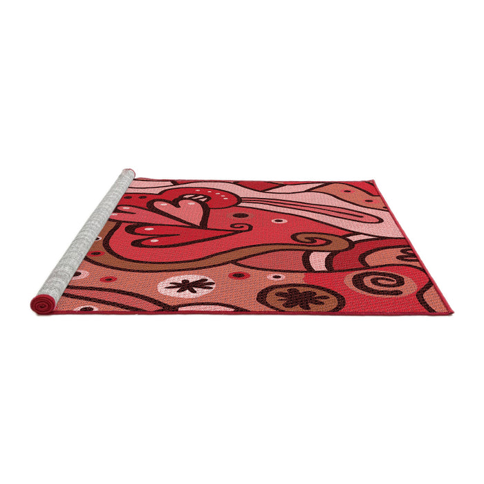 Sideview of Machine Washable Transitional Cranberry Red Rug, wshpat694rd