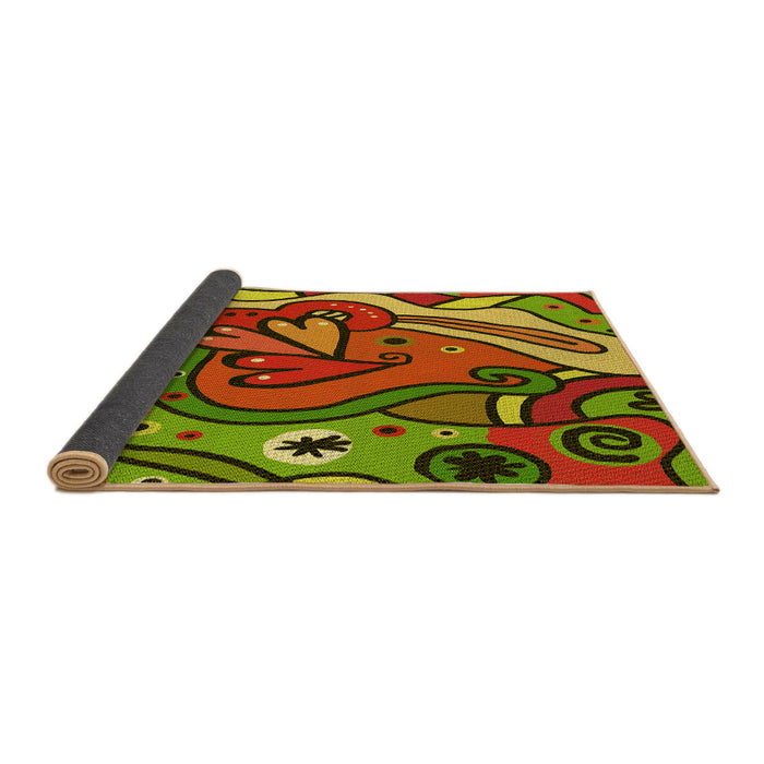 Thickness of Patterned Pistachio Green Rug, pat694yw