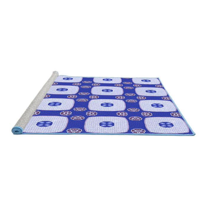 Sideview of Machine Washable Transitional Blue Orchid Blue Rug, wshpat695blu