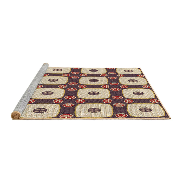 Sideview of Machine Washable Transitional Chestnut Brown Rug, wshpat695brn