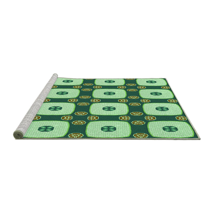 Sideview of Machine Washable Transitional Medium Forest Green Rug, wshpat695grn