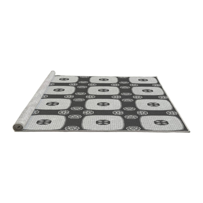 Sideview of Machine Washable Transitional Grey Gray Rug, wshpat695gry