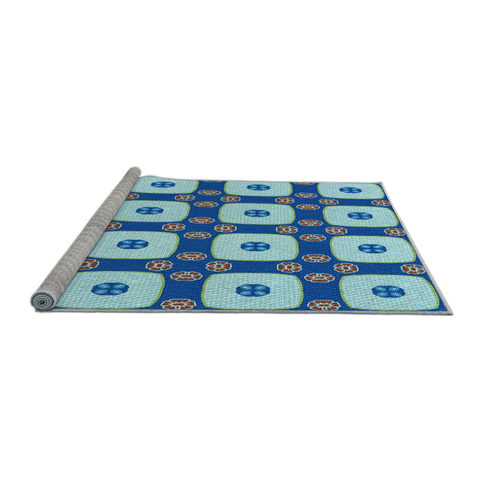 Sideview of Machine Washable Transitional Blue Rug, wshpat695lblu
