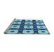 Sideview of Machine Washable Transitional Blue Rug, wshpat695lblu