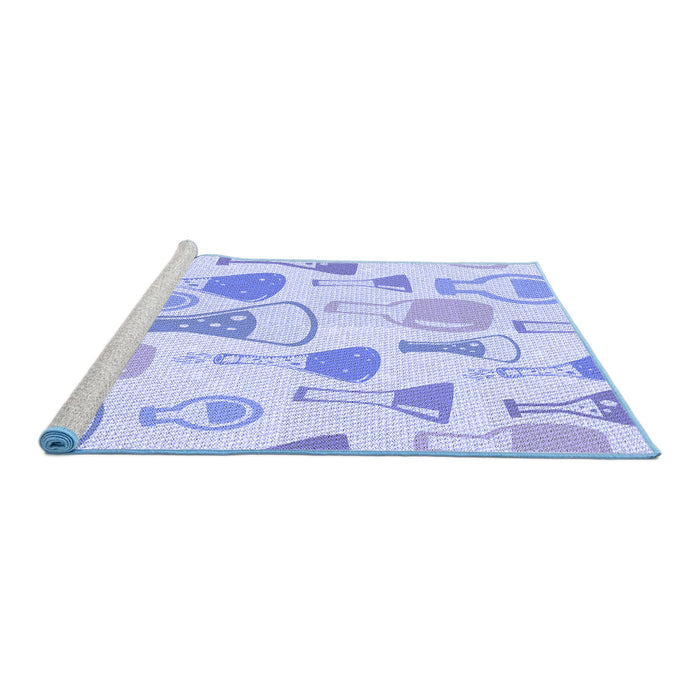 Sideview of Machine Washable Transitional Sky Blue Rug, wshpat696blu