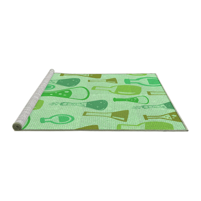 Sideview of Machine Washable Transitional Green Rug, wshpat696grn
