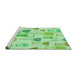 Sideview of Machine Washable Transitional Green Rug, wshpat696grn