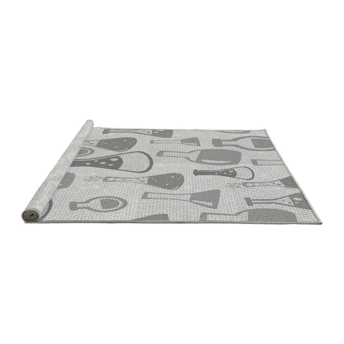 Sideview of Machine Washable Transitional Platinum Gray Rug, wshpat696gry