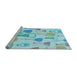 Sideview of Machine Washable Transitional Blue Rug, wshpat696lblu