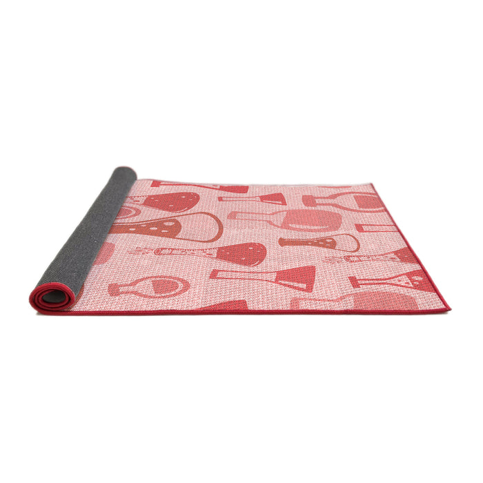 Thickness of Patterned Light Red Pink Rug, pat696rd