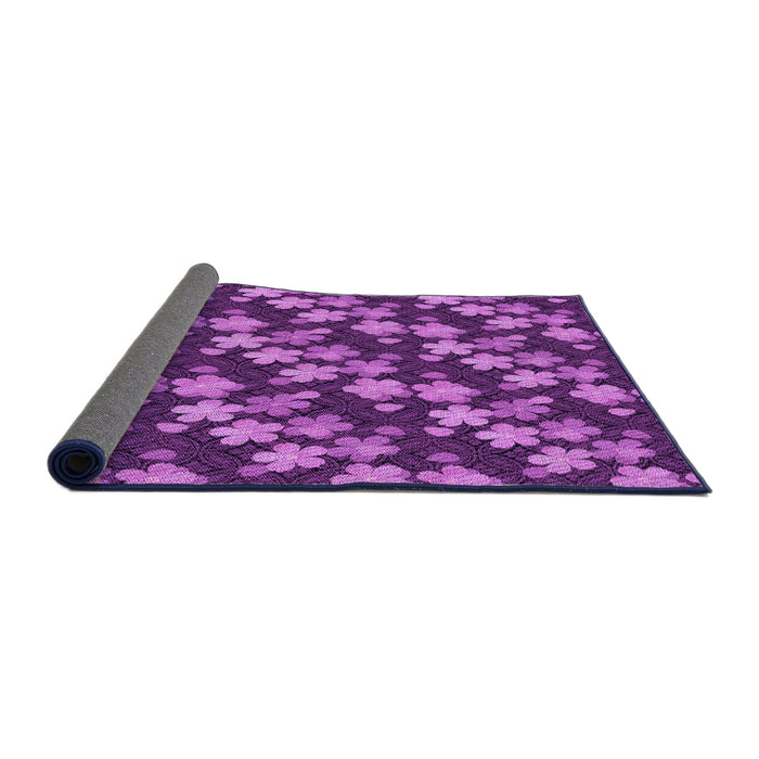 Thickness of Patterned Dark Magenta Purple Rug, pat697pur