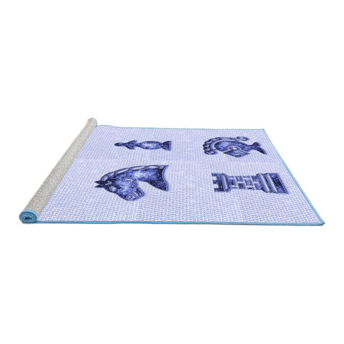Sideview of Machine Washable Transitional Lavender Blue Rug, wshpat699blu