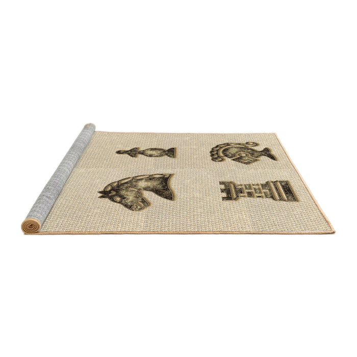 Sideview of Machine Washable Transitional Wheat Beige Rug, wshpat699brn