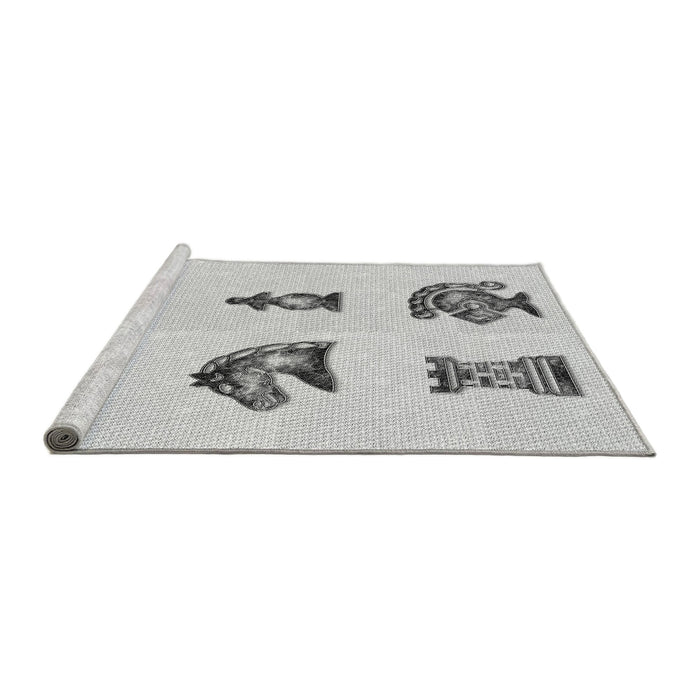 Sideview of Machine Washable Transitional Platinum Gray Rug, wshpat699gry