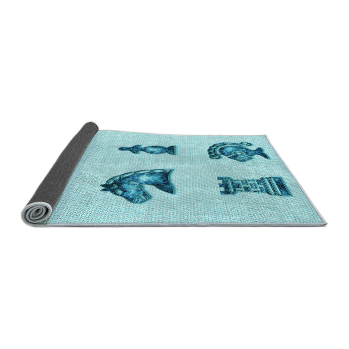 Thickness of Patterned Electric Blue Rug, pat699lblu