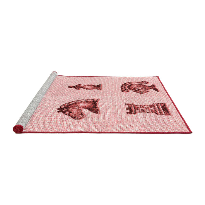 Sideview of Machine Washable Transitional Light Rose Pink Rug, wshpat699rd