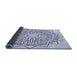 Thickness of Patterned Lavender Blue Rug, pat7blu