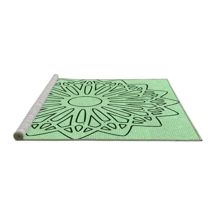 Sideview of Machine Washable Transitional Mint Green Rug, wshpat7grn