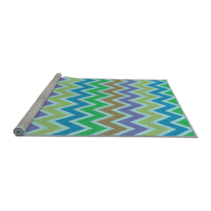 Sideview of Machine Washable Transitional Green Rug, wshpat700lblu