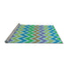 Sideview of Machine Washable Transitional Green Rug, wshpat700lblu