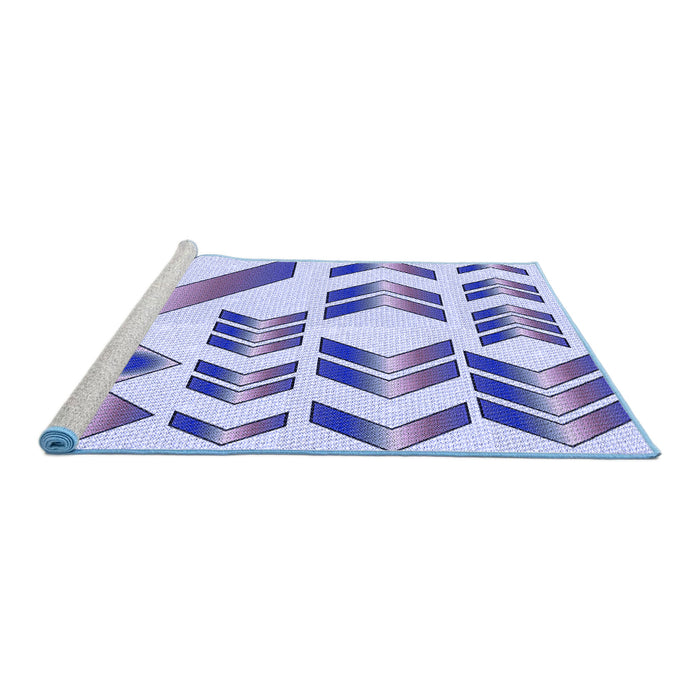 Sideview of Machine Washable Transitional Blue Rug, wshpat705blu