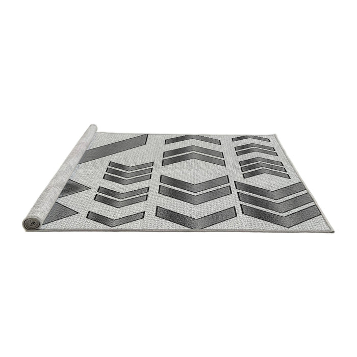 Sideview of Machine Washable Transitional Silver Gray Rug, wshpat705gry
