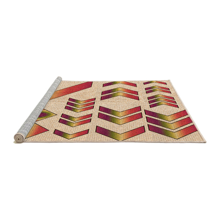 Sideview of Machine Washable Transitional Deep Peach Orange Rug, wshpat705org